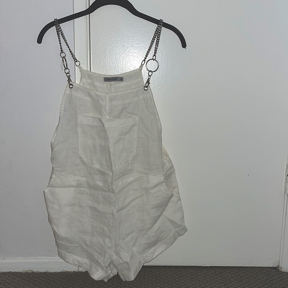 White lf chain romper cover up